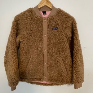 Patagonia Girls Retro X Fleece Bomber Jacket in Bearfoot Tan
